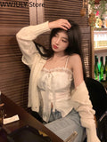 Yipinpay Color Lace Strap Blouse Ladies Casual 2023 Spring Elegant Sexy Crop Tops Party Slim Korean Style Fashion Vest Design Chic