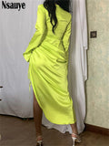 yipinpay Sexy O Neck Women Long Sleeve Outfits Elegant Bandage Midi Bodycon Dress Autumn Clothing 2023 Party Evening Club Dress