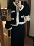 Yipinpay Black Lamb Plush Jacket Women's Autumn and Winter High-end Design Sense Temperament Niche Furry Top