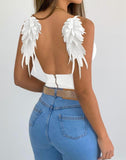 Yipinpay Wings Decor Backless Zipper Cami Top Sexy Spaghetti Strap Skinny tank tops 2023 new summer women's vest