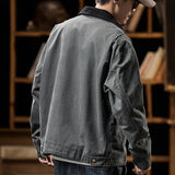 Yipinpay Autumn/Winter Detroit Washed Old Canvas Jackets Felt Style mens jacket Japanese Streetwear Korean Fashion Harajuku