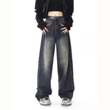Yipinpay Y2k Baggy Jeans Women Straight Loose BF High Waist Casual Jean Female Denim Wide Leg Pants Femme Autumn Winter Trousers