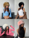 Yipinpay Women's Warm Winter Faux Fur Hat Cossack Russian Style Thick Furry Fuzzy Fluffy Cap Grunge Outdoor Earwarmer Ski Hat
