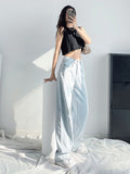 Yipinpay Blue Baggy Jeans Women New High Waist Loose Denim Wide Leg Pants Streetwear Drape Straight Trousers S-5xl
