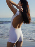 Yipinpay Basic Backless Sexy Rompers Playsuit Women Short Sleeve Bodycon Summer Jumpsuits Femme Beach Party One Piece Outfits