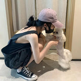Yipinpay Denim Short For Women Baggy Vintage Black Korean Style Summer Casual Fashion High Waist Washed Straight Jean Shorts