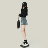 Yipinpay Blue Jean Skirt For Women Sexy 2023 Summer Korean Fashion Female Mini Black Short Denim Skirt High Quality Casual Clothes