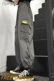 Yipinpay Retro Multi-Pocket Cargo Pants Men's Y2K New Street Hip-Hop Loose Casual Pants Unisex Straight Wide-Leg Overalls Pants