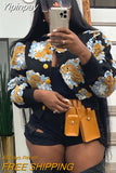 Yipinpay Cotton Rib Knit Sweater For Woman 3D Flower Single-breasted Cardigan Coat Street Temperament Casual Pull Hiver Femme