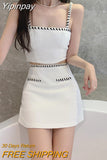 Yipinpay Women's Skirt Sets Dress Fashion Sleeveless Vest with Skirt 2 Piece Set Short Tank Top High Waist Skirt Suit Summer Outfits