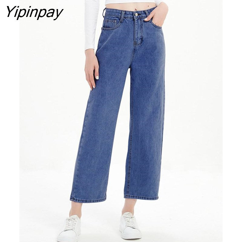 Yipinpay Loose Straight Jeans For Women 2023 Spring Casual Vintage Wash Denim Mom Jeans Women High Waist Baggy Jean Femme