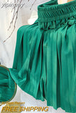 yipinpay Skirts for Womens 2023 Solid Color Kawaii Elastic High Waist Korean Fashion Midi Pleated Skirt Elegant Slim Falda Jupe