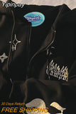 Yipinpay Retro Gothic Embroidered Cardigan Hoodies Women Y2K Street Trend Thickened Sweatshirts Couple Wild Zipper Hoodie Coats