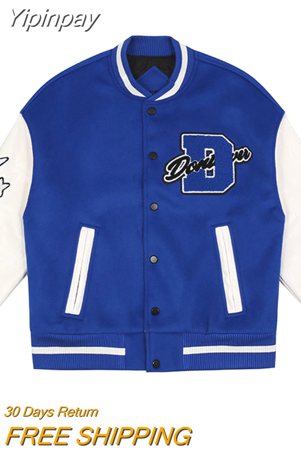 Yipinpay Letter Pattern Flocking Embroidery Jackets And Coats Men Y2K Street Hip-Hop Retro Baseball Uniform Couple Casual Jacket