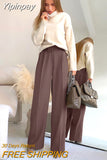 Yipinpay High Waist Classic Wide Leg Trousers Women Elegant Pleated Palazzo Pants With Sash Ladies Long Pants Office Summer