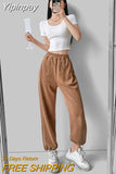 Yipinpay Baggy Sweatpants Women New High Waist Elastic Straight Loose Sports Pants Woman 7 Colors Spring Summer