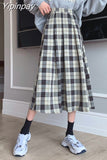 Yipinpay Spring Summer Women Long skirt A-line Korean style Casual Plaid Fashion Loose All-match student Fashion female skirts