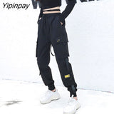 Yipinpay Big Pockets Cargo pants women High Waist Loose Streetwear pants Baggy Tactical Trouser Hip hop High Quality Joggers Pants