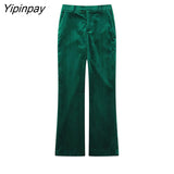 Yipinpay New Women Autumn Velvet Blazer Pants Set 2023 Fashion Office Single Button Jacket Coat Female Oversize Clothes Outerwear