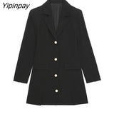 Yipinpay Women 2023 New Fashion Design Suit Style Dress Autumn Winter Vintage Long Sleeve Female Dresses Vestidos Mujer 8863/261