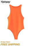 Yipinpay TRAF Fashion 2023 Summer Woman Bodysuit O-Neck Female Sexy Jumpsuit Women Slim Beach Jumpsuit Ladies Skinny Playsuits New
