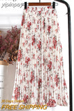 yipinpay Women Vintage New Fashion Skirt Elastic High Waist Pleated Leisure Retro Skirt Female Streetwear Luxury Faldas Clothes