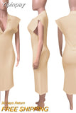 Yipinpay Turn-collar Long Dress Women Summer Black Sleeveless Bodycon Sexy Maxi Dresses Femme Polo Neck Streetwear Vestidos Plus