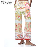 Yipinpay 2pcs Summer Women Kimono Style Shirts+Trousers Suit Floral Printed X-Long Drawstring Blouse Set Female Pant Casual Clothes