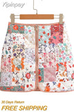 Yipinpay Fashion Print Two Piece Set for Women 2023 Skirt Set Female Autumn Cotton Woman Vests + Mini Skirt 2 Piece Suit Matching