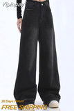 Yipinpay Vintage Streetwear Raw Edge High Waist Wide Leg Jeans Women Baggy Denim Trousers Oversized Female Chic Mom Jeans