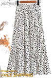 yipinpay Women Vintage New Fashion Skirt Elastic High Waist Pleated Leisure Retro Skirt Female Streetwear Luxury Faldas Clothes