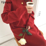 Yipinpay Winter Long sleeve Women sweater Korean Loose simply solid Long Knitted Pullover female sweater jersey mujer