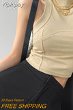 Yipinpay Sporty Tank Top Feminine Spring Summer Fashion Slim Sleeveless Cropped Tops Solid Corsets for Women 4 Colors