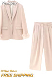Yipinpay Feather Pink Blazer Women Button Elegant Woman Blazer Sets Fashion Long Sleeve Women's Jacket Spring 2023 New In Outerwears