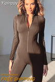 Yipinpay Autumn New Jumpsuit Women Slim Fit Sexy Jump Streetwear Sexy Ladies Long Sleeve Pants Bodycon V-neck Jumpsuit