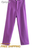 Yipinpay Women's Pants High Waist Pants For Women 2023 Spring Streetwear Pink Green Pants Multicolor Office Wear Woman Trousers
