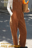 Yipinpay Corduroy Jumpsuits Women Autumn New Straight Baggy Overalls Vintage Loose Casual Wide Leg Trousers Female