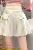 Yipinpay Line Black Woolen Pleated Skirts Women Slim Wild Faldas Mujer Mini Umbrella Skirt High Waist Spring Jupe