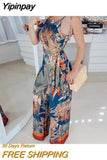 Yipinpay Tropical Print Spaghetti Strap Jumpsuit