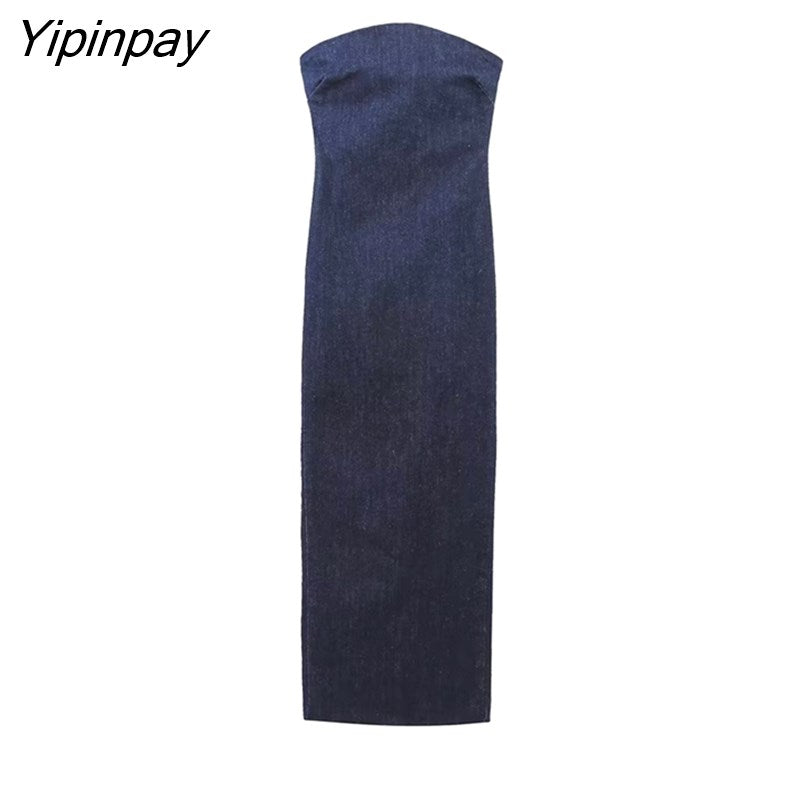Yipinpay 2023 Women New Sexy Elastic Denim Dresses Spring Summer Elegant Sleeveless Slim Fit Party Vestidos High Street Outwear