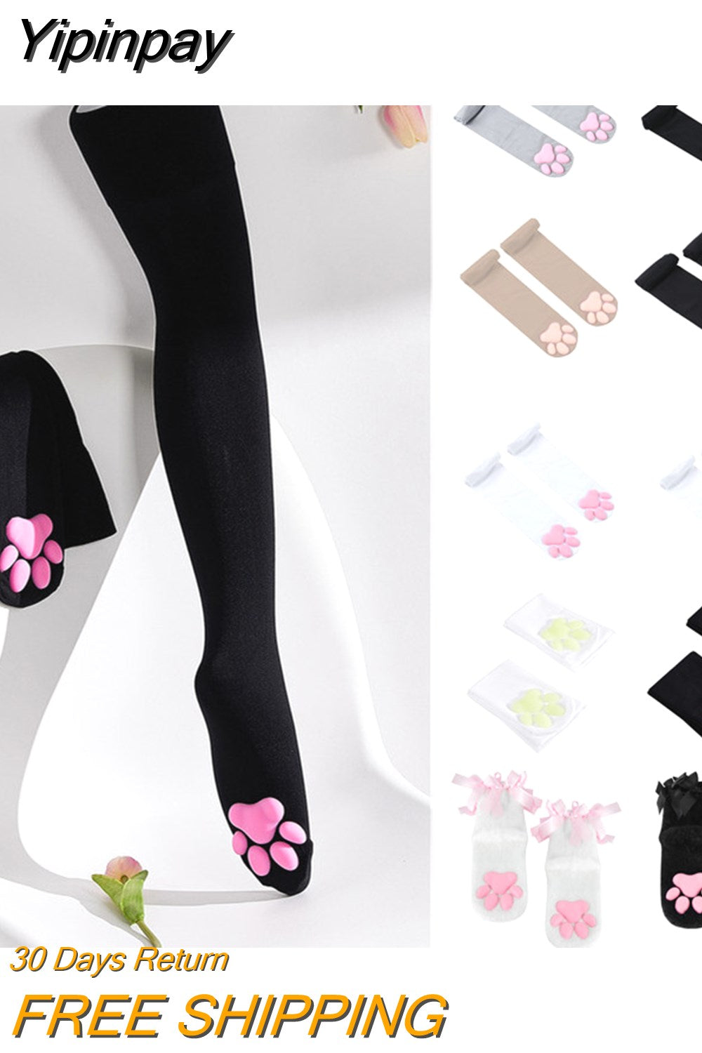 Yipinpay Lolita Thigh High Socks Women Kawaii Harajuku Stockings Female Lingerie 3D Cat Claw Long Socks Sexy Compression Stockings
