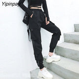 Yipinpay Big Pockets Cargo pants women High Waist Loose Streetwear pants Baggy Tactical Trouser Hip hop High Quality Joggers Pants