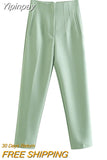 Yipinpay Women's Pants High Waist Pants For Women 2023 Spring Streetwear Pink Green Pants Multicolor Office Wear Woman Trousers 920