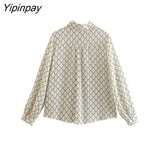 Yipinpay Women Summer Fashion Geometric Skirts Sets With Belt 2023 Female Elegant Single Breasted Shirts Mid-Calf A-Line kirts