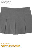 Yipinpay Grey Pleated Skirt Shorts Women Striped Bermuda Shorts Woman High Waist Casual Mini Shorts Harajuku Fashion Women's Skort