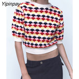 Yipinpay Autumn Knitted Vintage Sweater Women Clothes Casual Short Pullover Fashion Ladies Sweater Knit 2023 New Arrivals