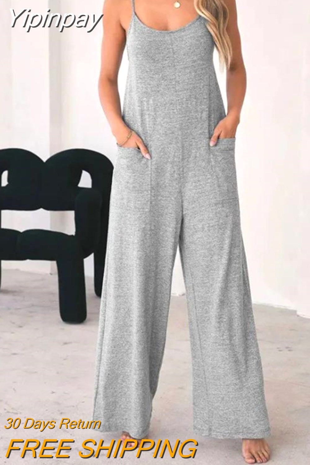 Yipinpay Design Spaghetti Strap Jumpsuit for Women 2023 Elegant Casual Long Pants Rompers Female Fashion Outfits