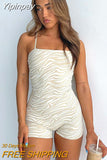Yipinpay Zebra Print Suspenders Tight Short Jumpsuits For Women Backless Simple Tube Top Jumpsuit Street Casual Bodysuit Damen