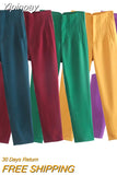 Yipinpay Pants For Women Blue Green High Waist Woman Trousers Fall Fashion Streetwear Office Casual Beige Black Baggy Pants