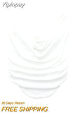 Yipinpay White Crop Top Women Ruched Off Shoulder Tops For Women 2023 Summer Asymmetric Sexy Tops Woman Sleeveless Tank Top Female